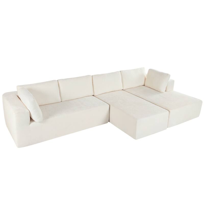 106.5" Polyester Modular Sectional Sofa with Anti-Wrinkle Chenille & Pocket Springs