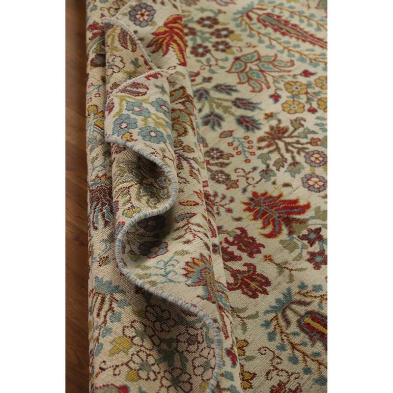 Hand Knotted Oriental 100% Wool Carpet Traditional All-Over Beige & Ivories Ziegler Area Rug - 9' 9'' X 6' 5''