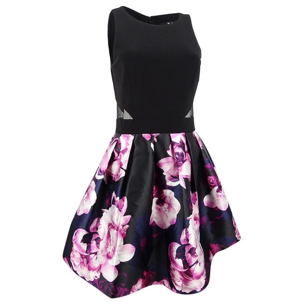 xscape floral fit and flare dress