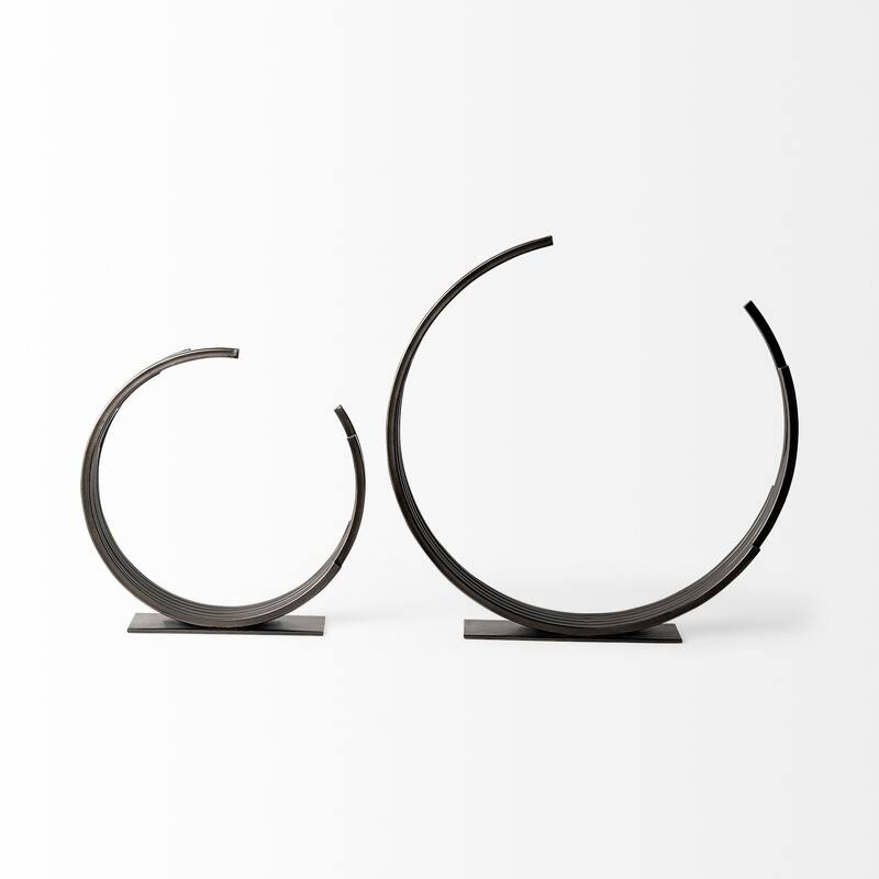 HomeRoots 20" Black Iron Modern Abstract Tabletop Sculpture