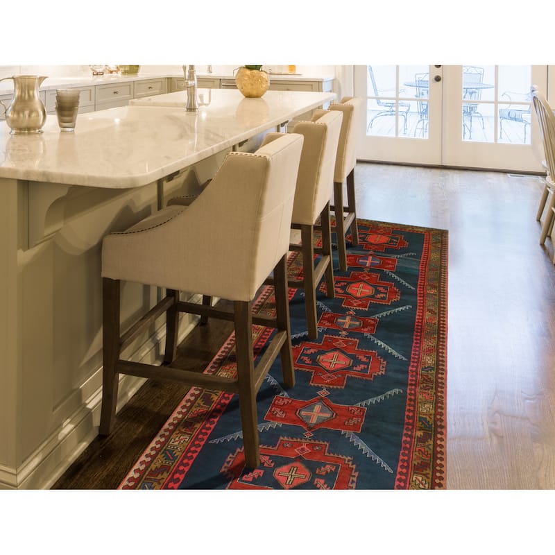 Fine Vintage Distressed Youssif Navy/Burgundy Runner - 4'0" x 10'9"