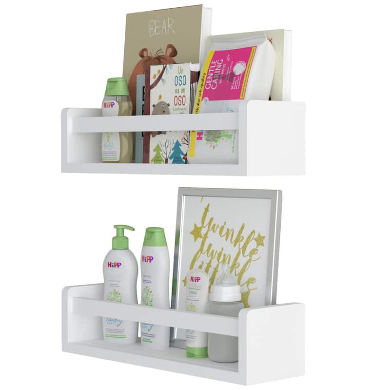 Wallniture Madrid White Wall Shelf for Book and Toy Storage, Kids Room Decor