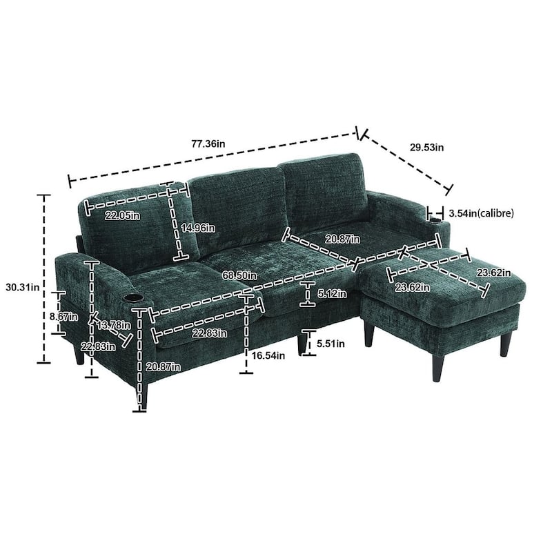 Modular Sleeper Sectional Sofa with Storage Ottoman