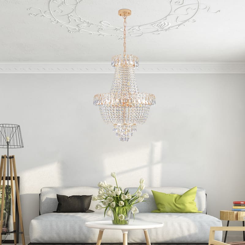 Gold Crystal Chandeliers,Large Contemporary Luxury Ceiling Lighting for Living Room Dining Room Bedroom Hallway
