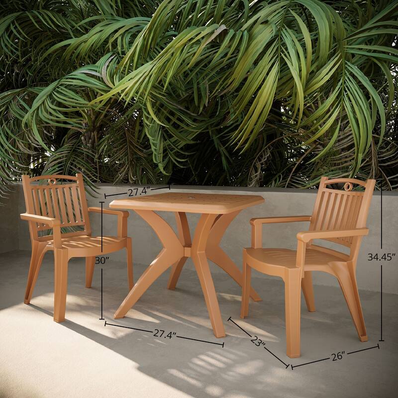 Windsor Chairs and Marcella Table 3-Piece Outdoor Dining Set