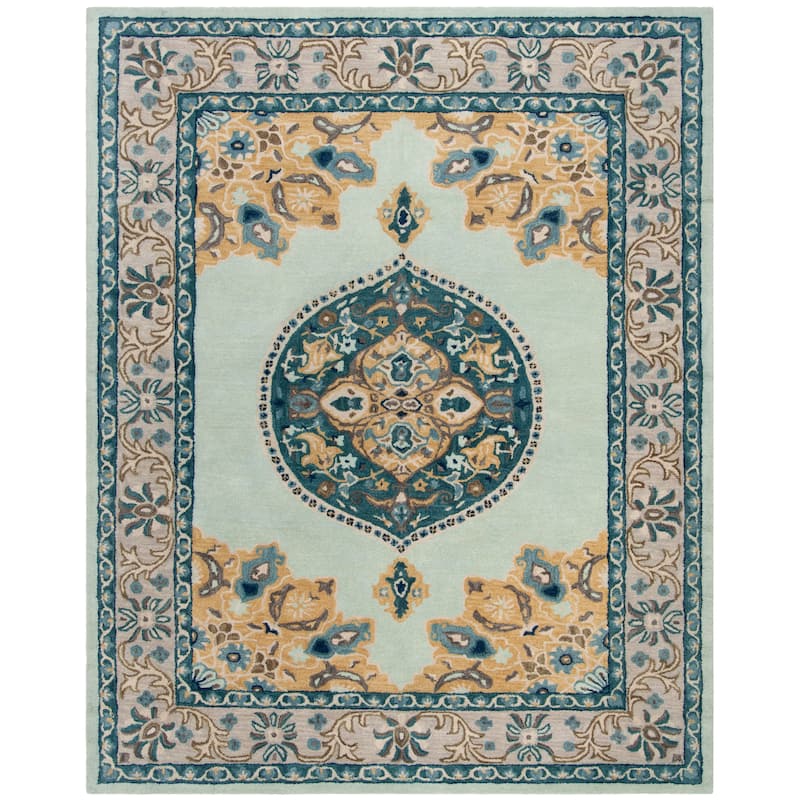 SAFAVIEH Handmade Antiquity Subinka Oriental Wool Rug - 8' x 10' - Turquoise/Silver
