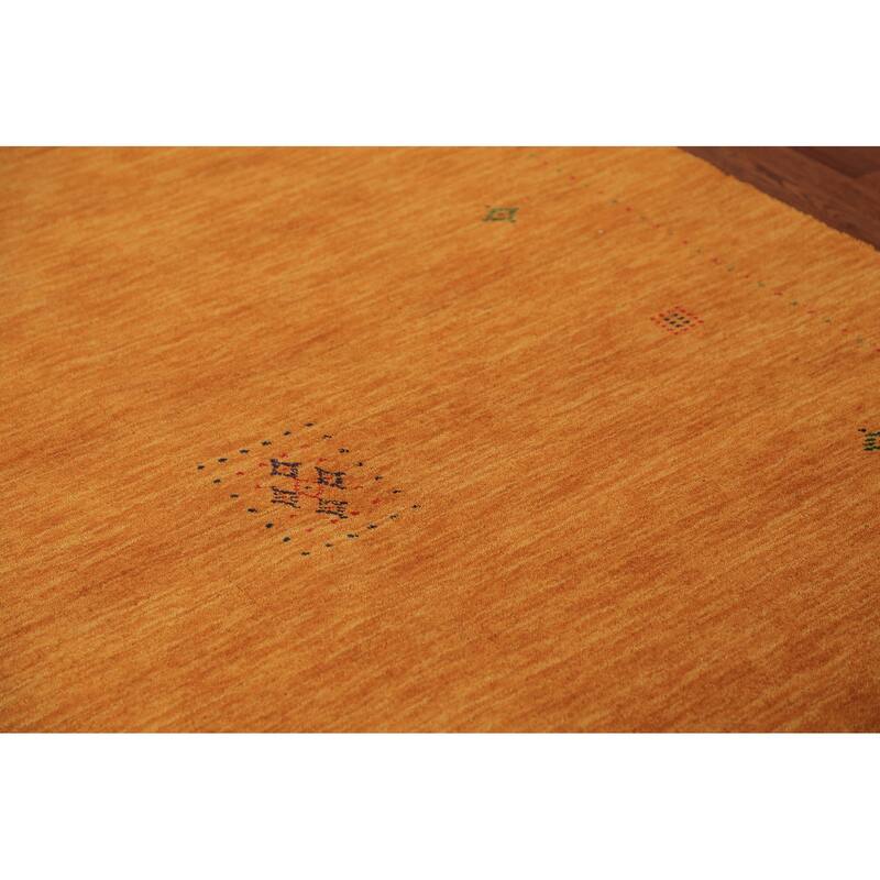 Orange Gabbeh Modern Area Rug Hand-Knotted Wool Carpet - 5'3" x 8'0"