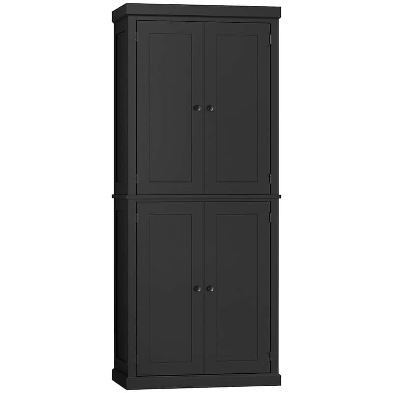 HOMCOM Freestanding Modern 4 Door Kitchen Pantry, Storage Cabinet Organizer with 6-Tier Shelves, and 4 Adjustable Shelves