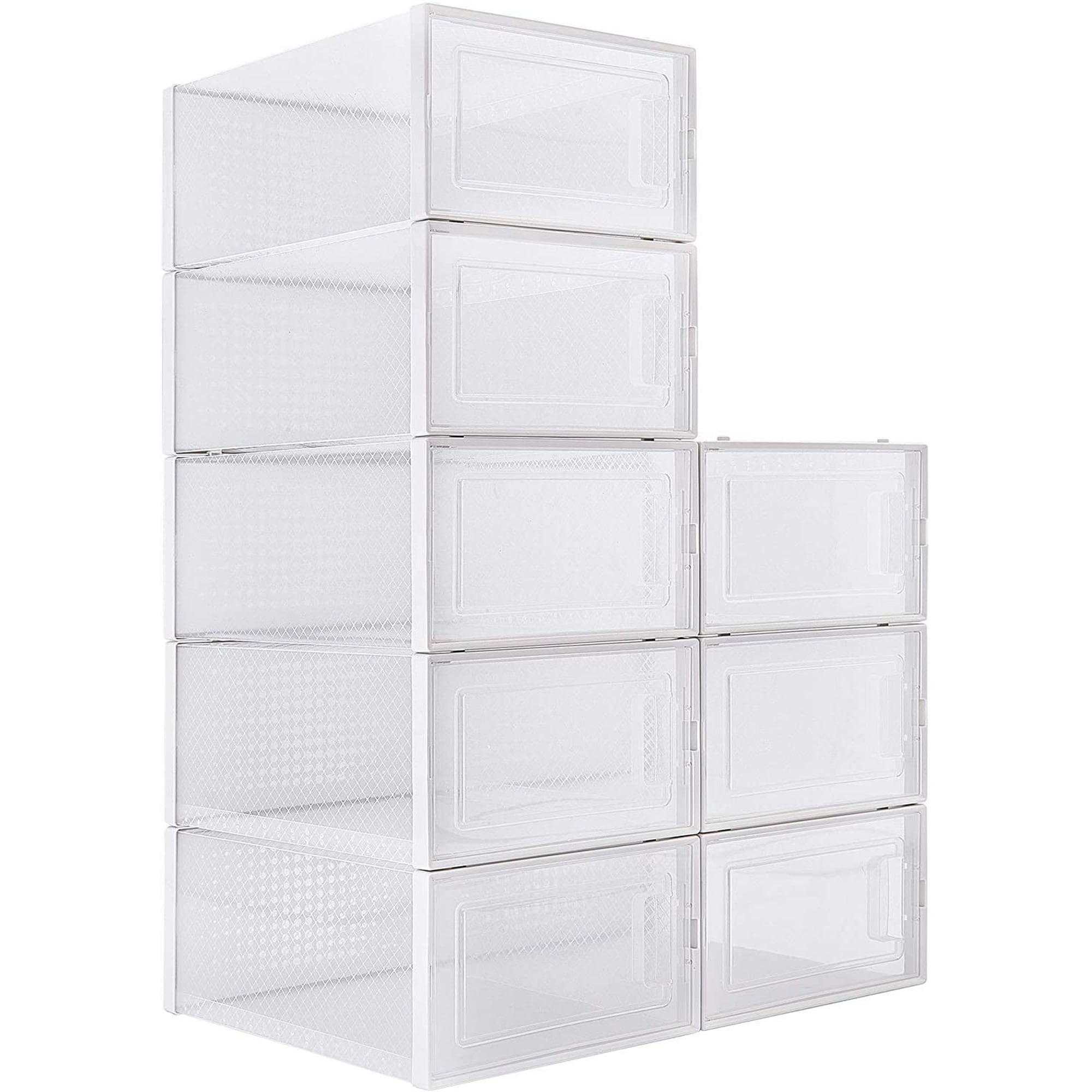 8 Pack Shoe Box Foldable Shoe Storage Box Shoe Container Organizer White
