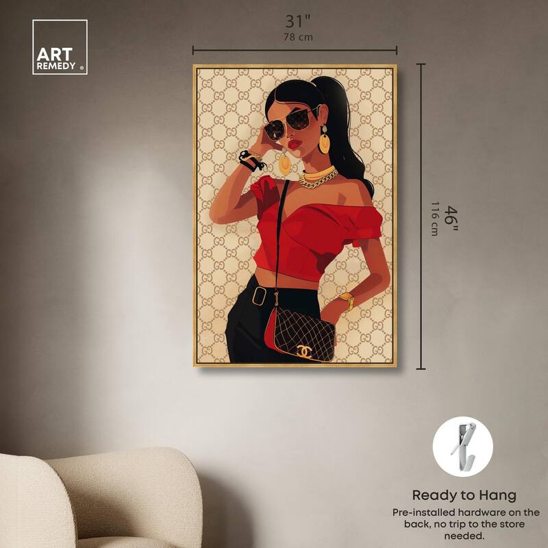 Her Stylish Red Look Canvas by Art Remedy