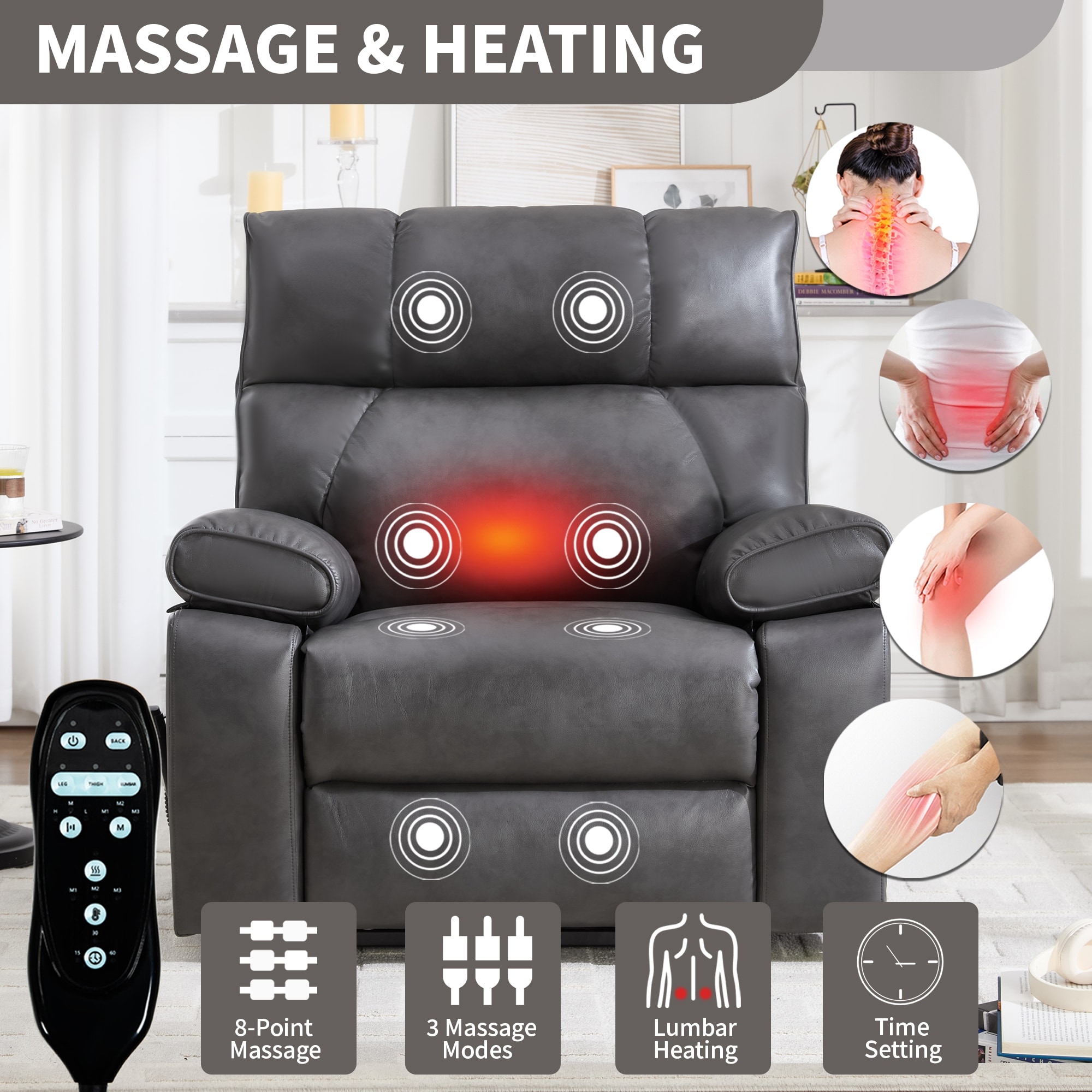 Up to 350 LBS Oversize Massage Chair with Power Lift Recliner and Lumbar Heat for Living Room