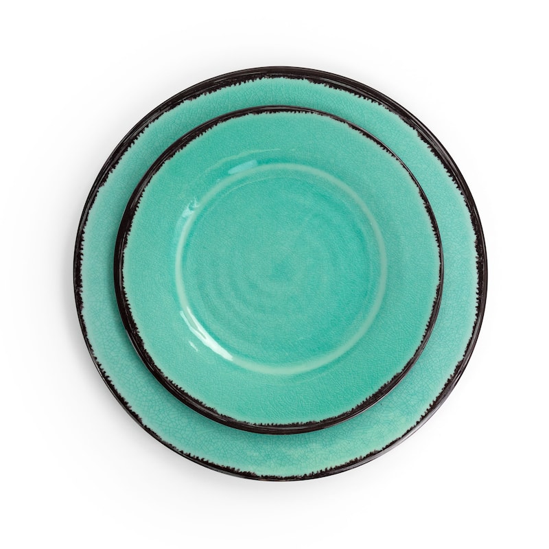 Periwinkle Hall 12 Piece Chip-Resistant Melamine Dinnerware Set in Turquoise