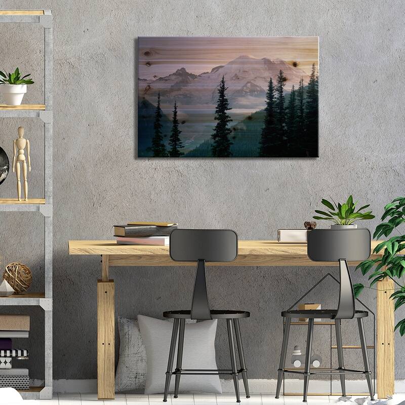 Mt Rainier As Seen At Sunrise, Mt Rainier National Park, Washington I Print On Wood by Tim Fitzharris - Multi-Color
