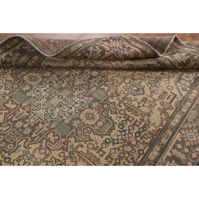 Hand Knotted Oriental 100% Wool Carpet Traditional Medallion Peach Tabriz Area Rug - 9' 10'' X 6' 4''
