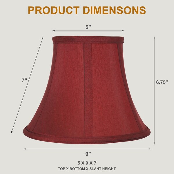Faux Silk Bell Lamp Shade, 5 inch Top, 9 inch Bottom, 7 inch Slant
