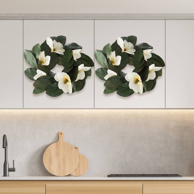 Pure Garden 24-Inch Artificial Magnolia Wreath
