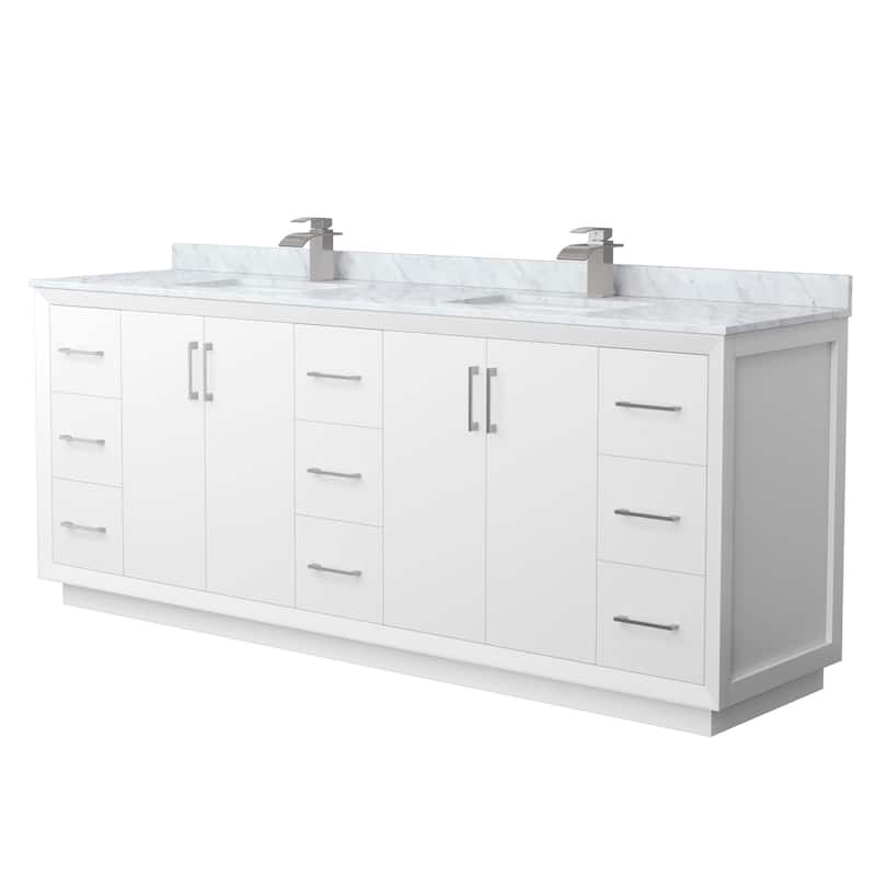 Wyndham Collection WCF414184D-NAT-UNSMXX Strada 84" Free Standing - White / Brushed Nickel Hardware