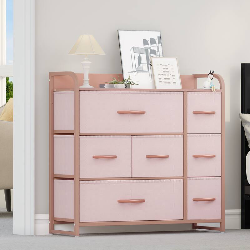 Modern Wide Dresser Storage Tower with 8 Drawers