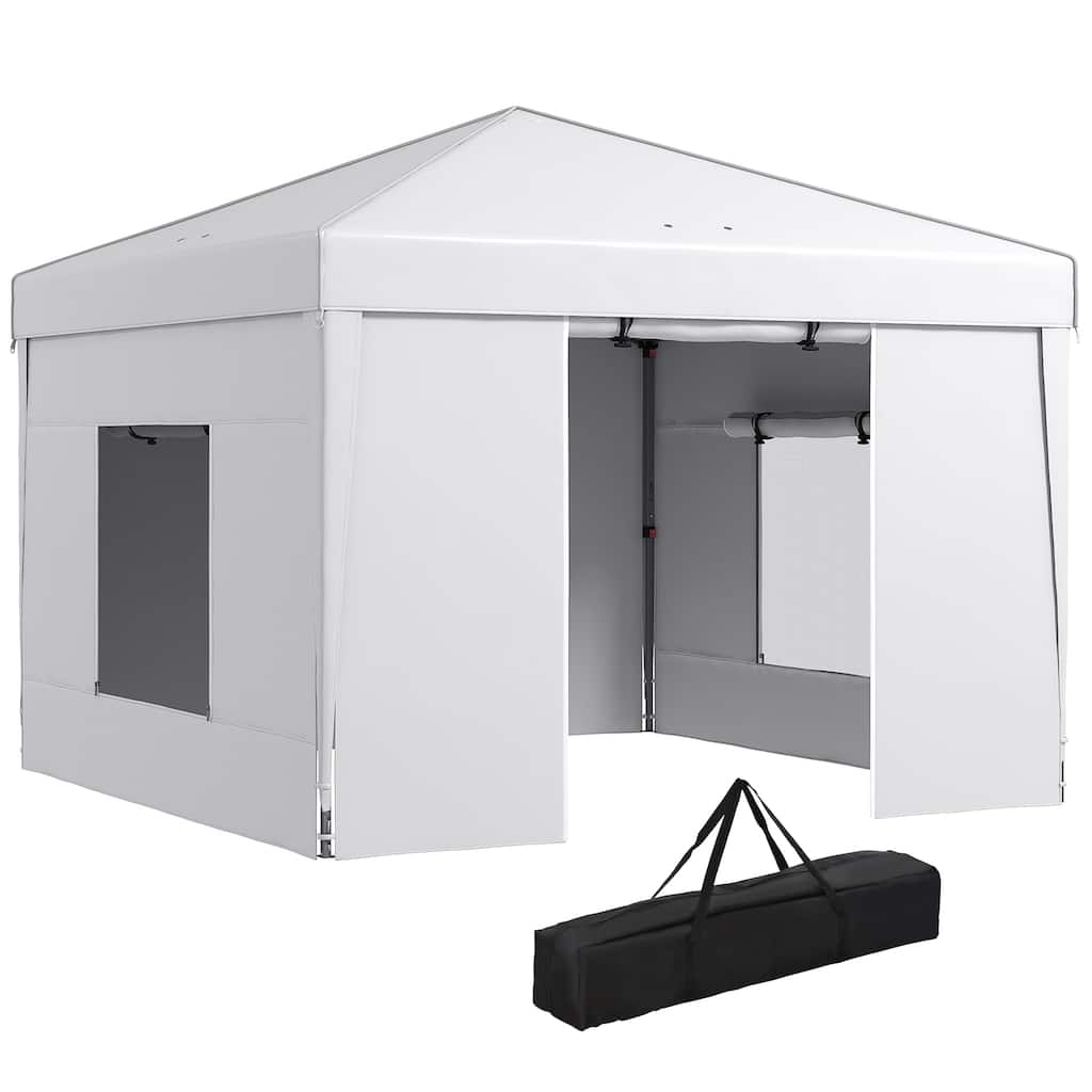 Portable 9.7x9.7ft Pop-Up Canopy with Sidewalls, Mesh Windows, Reflective Strips, and Carry Bag for Outdoor Events