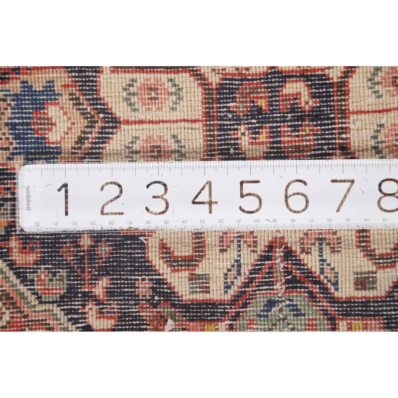 Geometric Abadeh Persian Vintage Square Rug Hand-Knotted Wool Carpet - 1'10" x 1'11"