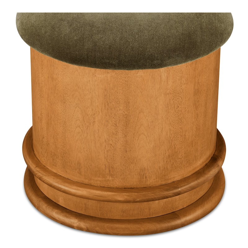 NADAAL STUDIOS Breyson Storage Stool, Mushroom-Inspired Silhouette, Solid Birch Base, Olive