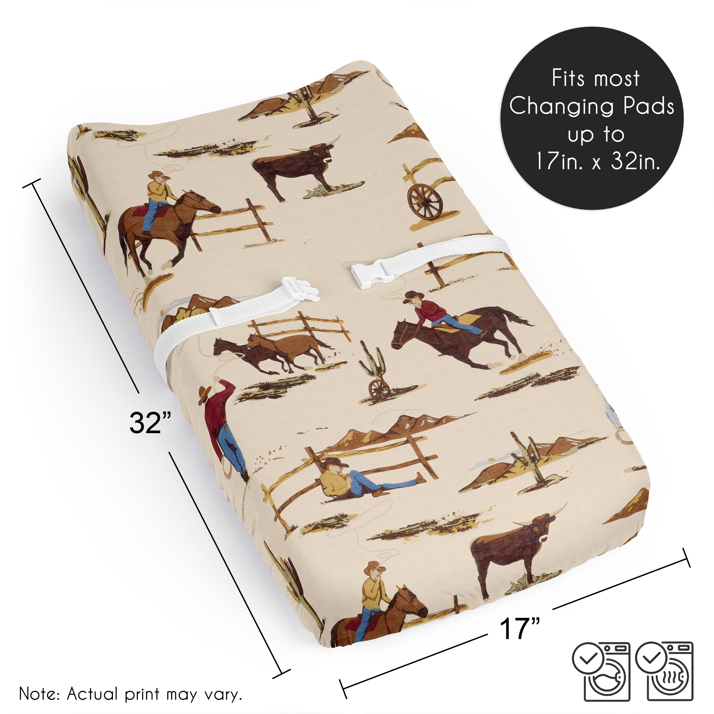 Sweet Jojo Designs Tan Brown Western Cowboy Boy Changing Pad Cover
