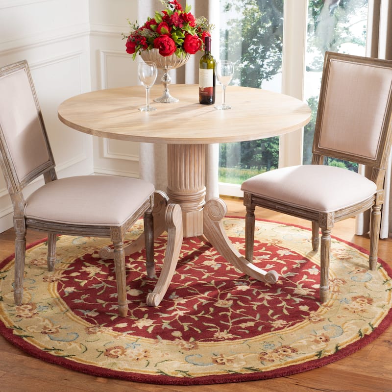 SAFAVIEH Handmade Bergama Andere Oriental Hand-spun Wool Rug - 8' Round - Red/Dark Beig
