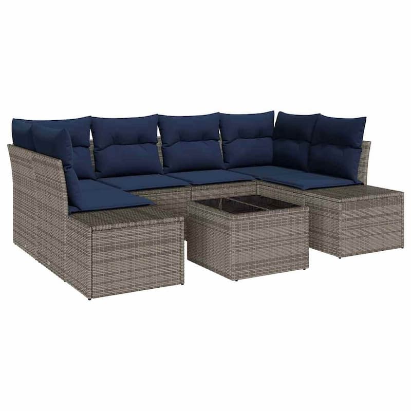 vidaXL 7 Piece Garden Sofa Set with Cushions - 92.1×60.6×27.2