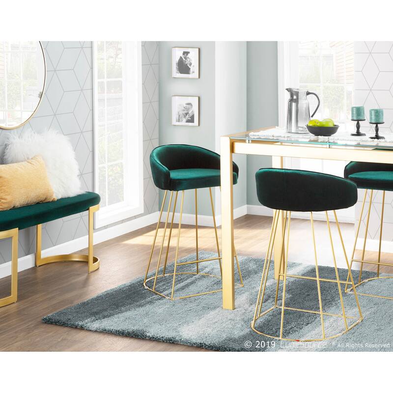Silver Orchid Haid Velvet Upholstered Counter Stool (Set of 2)