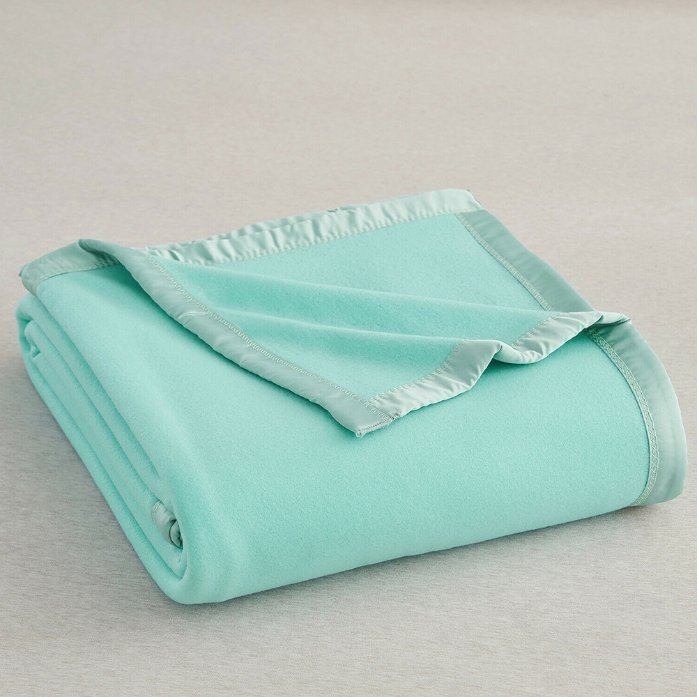Satin Fleece Blanket Satin Binding Edges Throw Robin Egg Blue