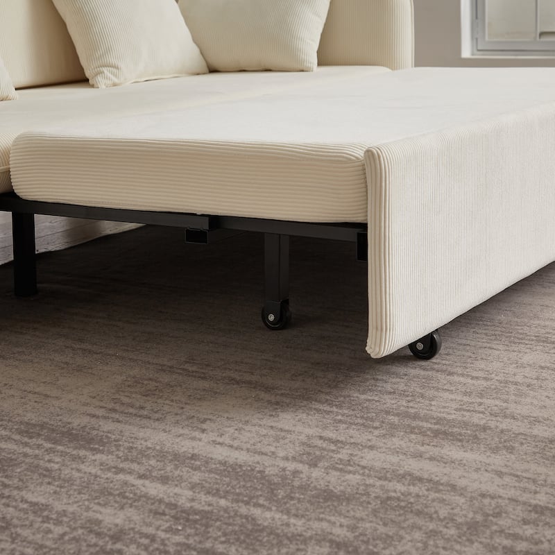 Chenille Interior Lazy Sofa Chaise longue Armchair with three pillows and armrestsSleeping Sofa Bed