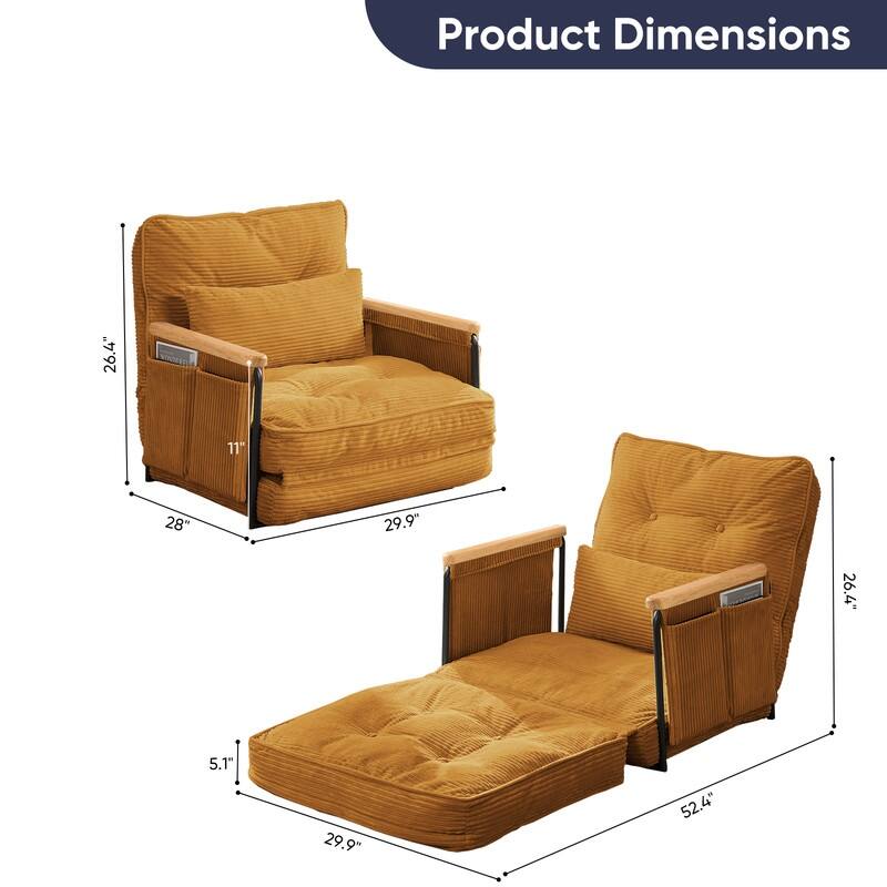 Mixoy Muti-Functional Folding Floor Sofa Bed,3-Seater,2-Seater,1-Seater Lazy Futon Sofa with 6 Position Adjustable Backrest