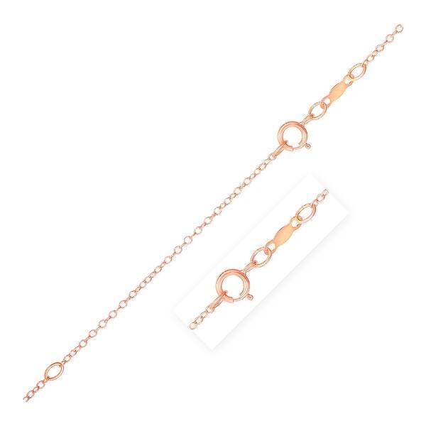 14K Rose Gold 1mm Solid Cable Chain Necklace 