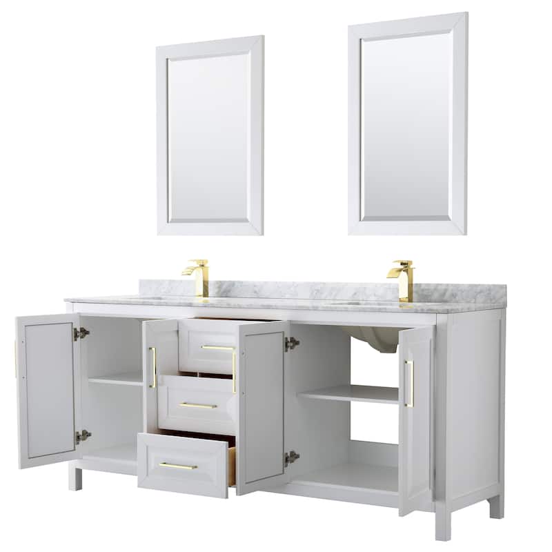 Daria 80-inch Double Vanity, Marble Top, 24-inch Mirrors