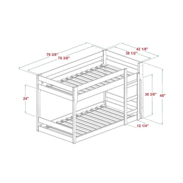 Walker Edison Modern Solid Wood Twin Low Bunk Bed