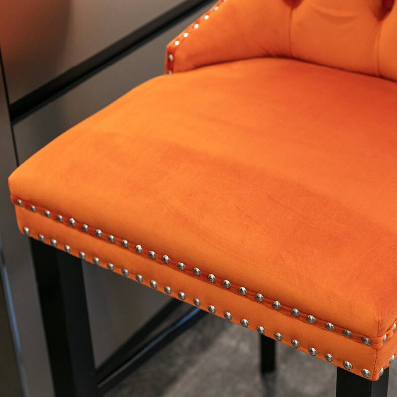 Contemporary Velvet Upholstered Barstools,Set of 2