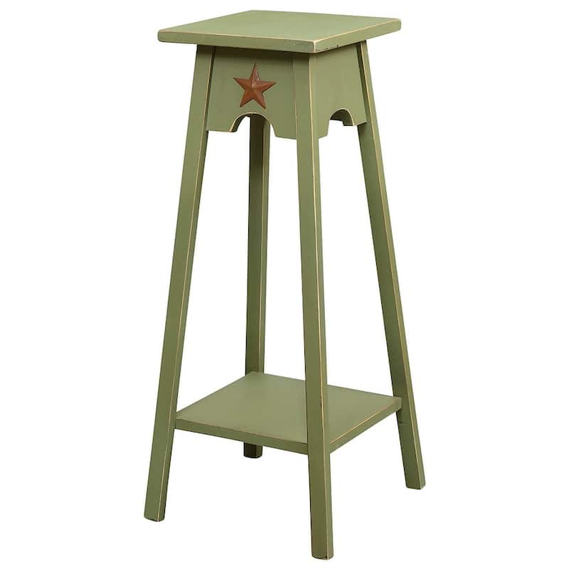 Country-Style Plant Stand with Rustic Star - Green