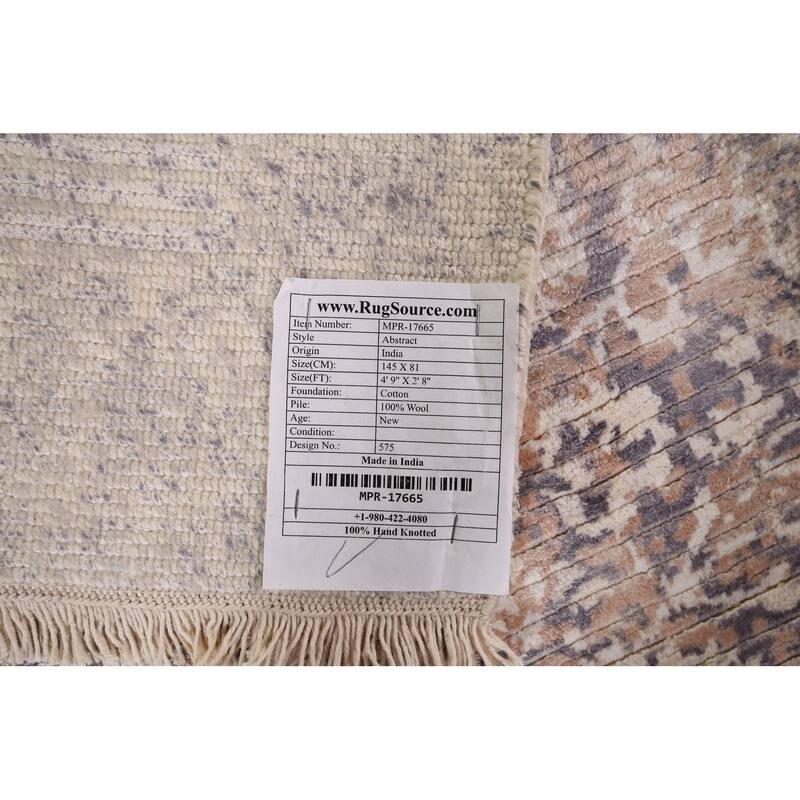 Abstract Oriental Accent Rug Hand-Knotted Wool Carpet - 2'8" x 4'9"