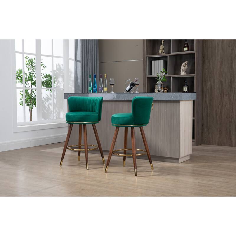 Counter Height Bar Stools Set of 2 for Kitchen Counter Solid Wood Legs