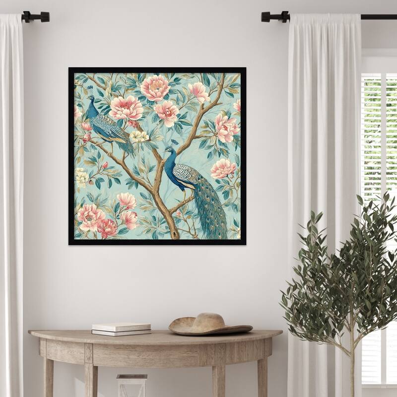 Peacock Mughal Mural by Tradelink inhouse artist Wood Framed Wall Art Print