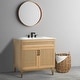 preview thumbnail 35 of 45, Javer Bohemian Rattan Freestanding 2-Shelf Bath Vanity Cabinet Base Only (Sink Basin not Included)