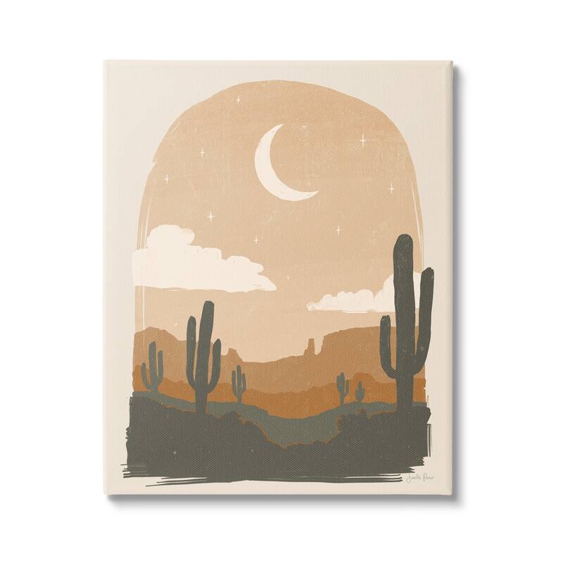 Stupell Arid Desert Cactus Under Night Sky Stretched Canvas Wall Art, Design by Janelle Penner - 16 x 20