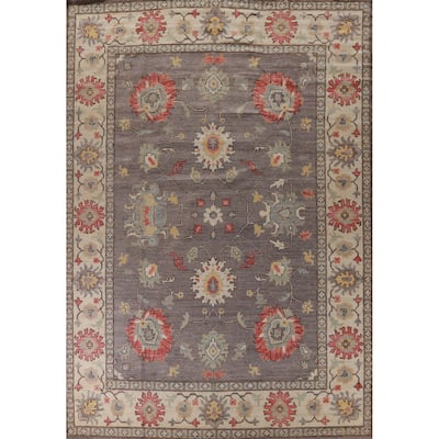 Vegetable Dye Gray Oushak Turkish Large Rug Hand-Knotted Wool Carpet - 10'1" x 13'9"