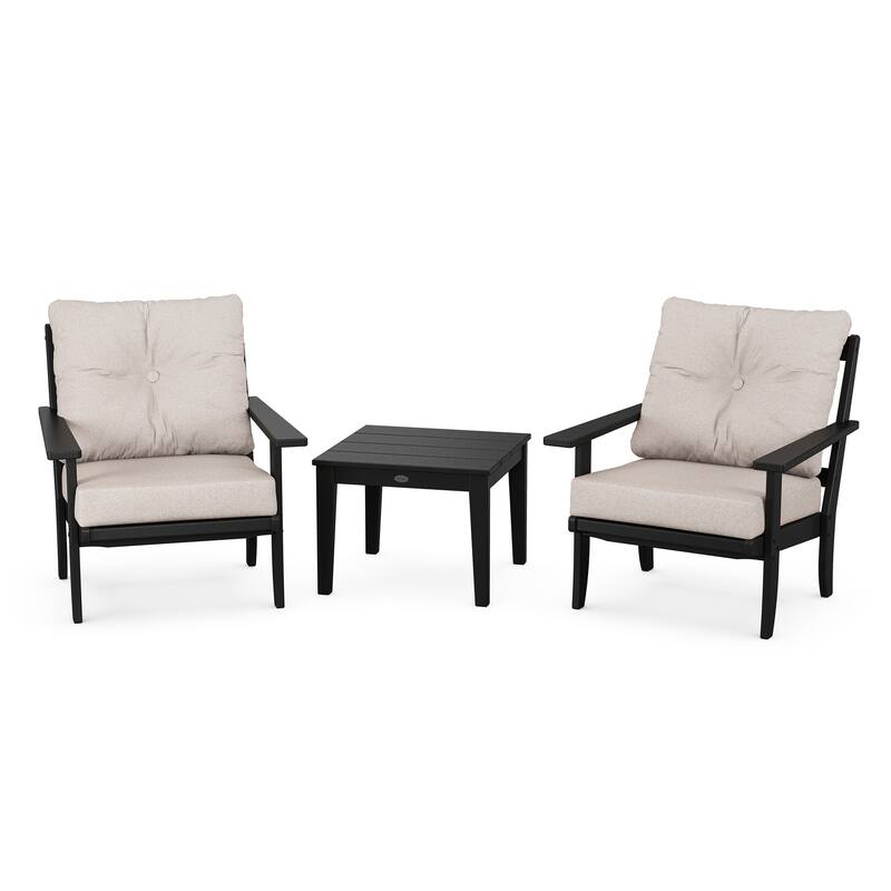 POLYWOOD Canyon 3-Piece Deep Seating Set - Black / Dune Burlap