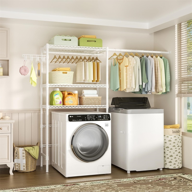 Over Washer and Dryer Storage Shelf 13.4 D x 77.9 W x 77.5 H Bed Bath Beyond 40839647