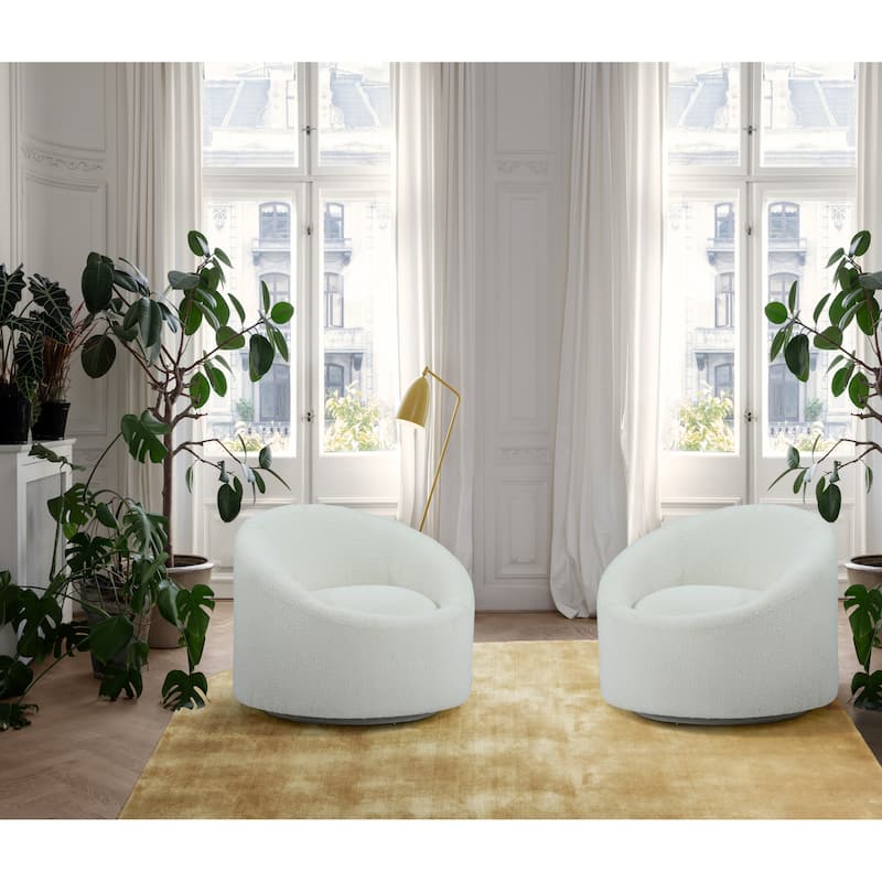 Pasargad Home Sienna Modern Swivel Base Barrel Chair - W33"xD33"xH28"