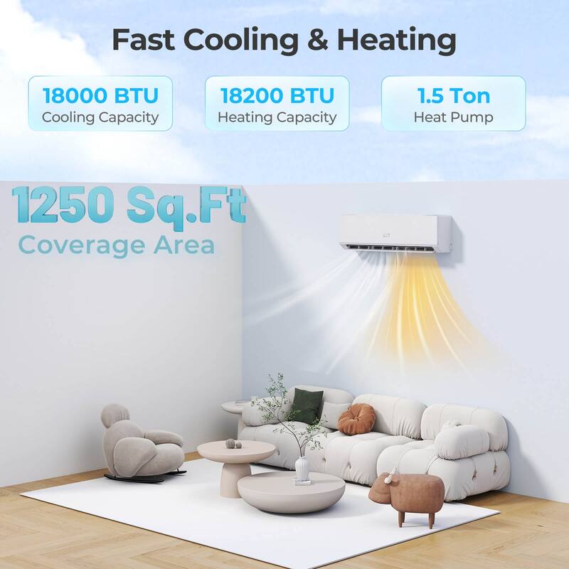 Costway 24000 BTU Mini Split Air Conditioner Heater with 2 Ton Heat - See Details