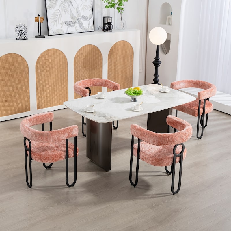 Contemporary Designed Velvet Fabric Upholstered Accent/Dining Chair/Barrel Side Chairs Kitchen Armchair for Living Room set of 2