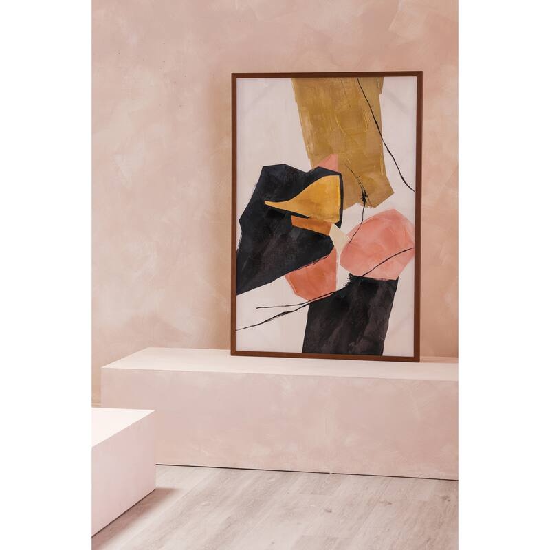 Aurelle Home Abtract Framed Pink & Olive Painting