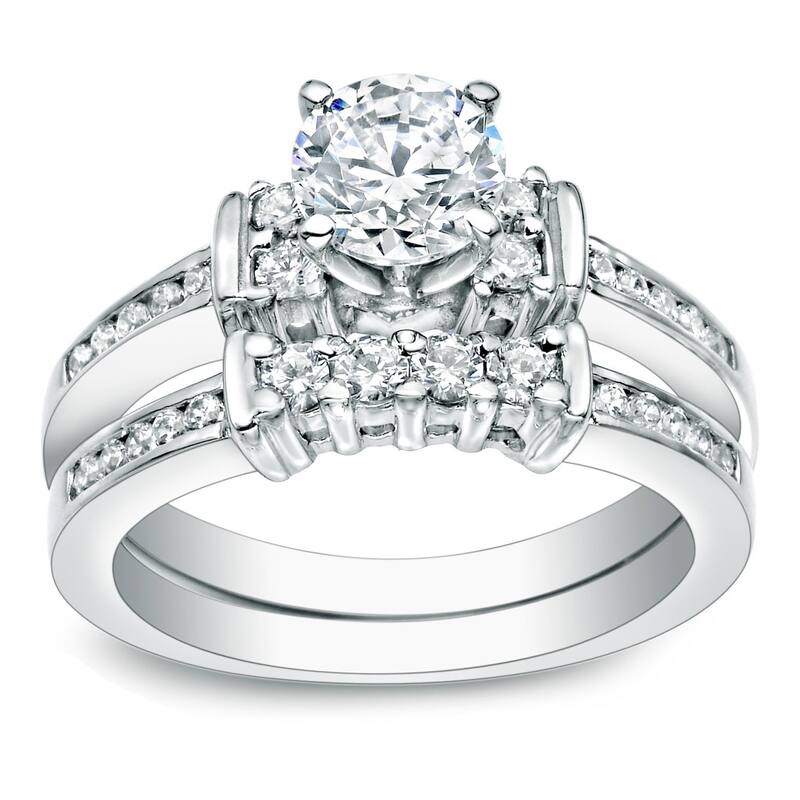 Auriya 1 CTW Round Diamond Engagement Ring Set Three-Stone Style 14k Gold